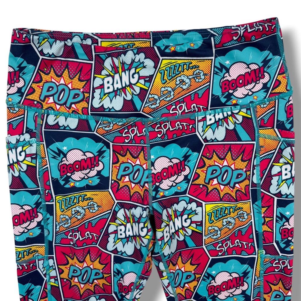 Constantly Varied Gear Leggings Womens Medium Multicolor Comic Pop Art Cropped